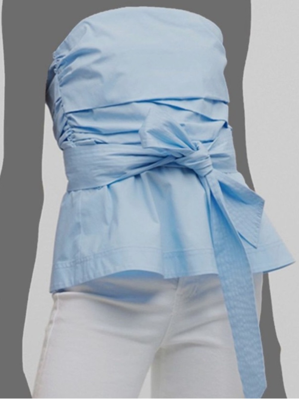 Veronica Beard Blue Jolene Strapless Peplum Top